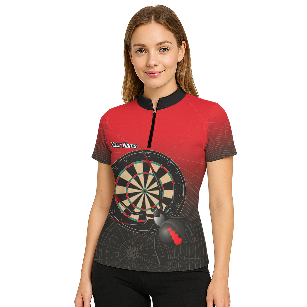 Personalised Black Widow Darts Polo Shirt Red Black For Men F3646 additional image 5