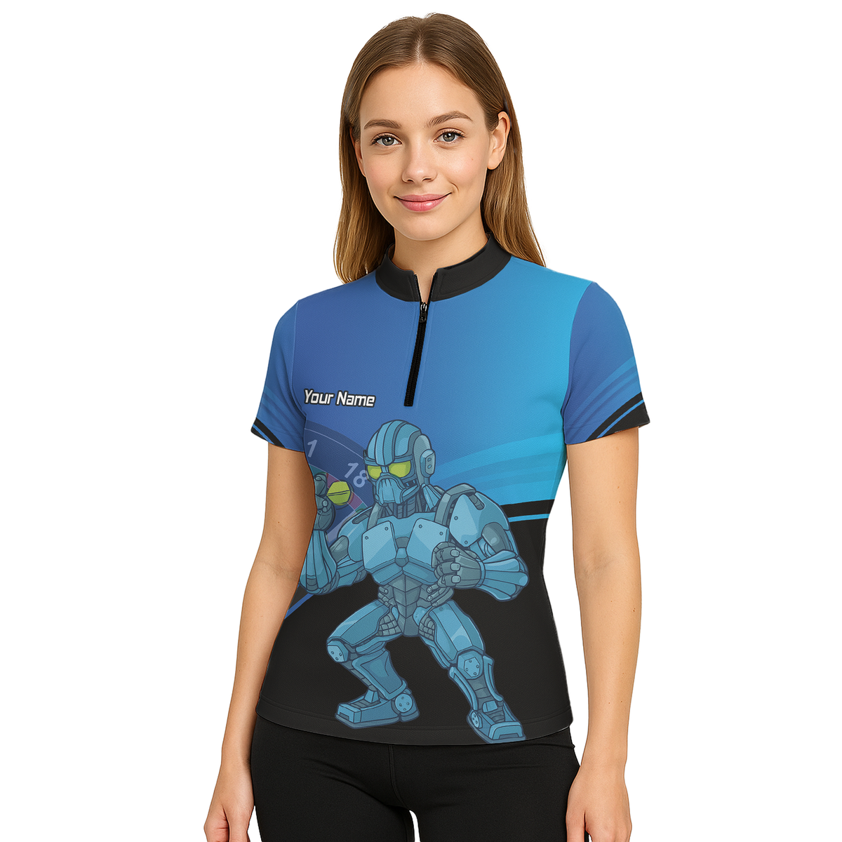 Personalised Robot Mech Dart Polo Shirt Blue Black For Men P6936 additional image 5