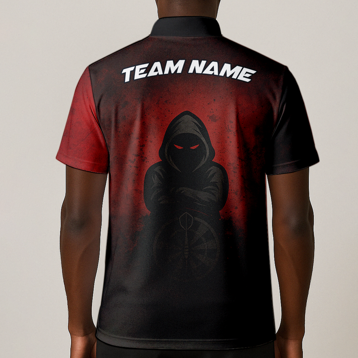 Personalized Dark Hooded Red Eyes Dart Polo Shirt Red Black additional image 1