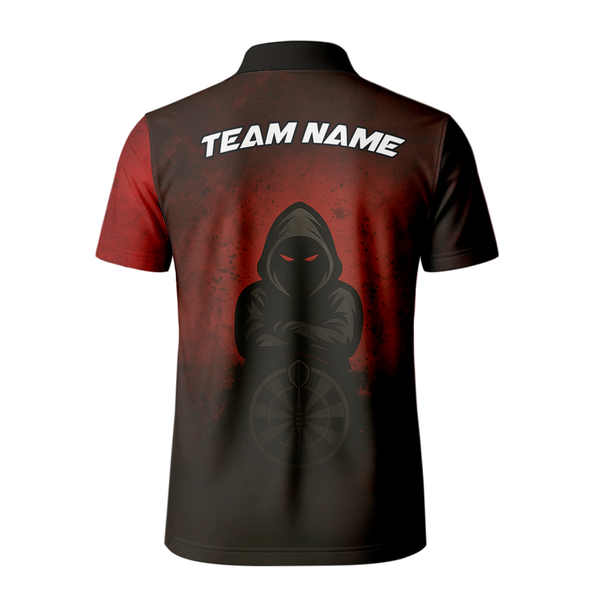 Personalized Dark Hooded Red Eyes Dart Polo Shirt Red Black additional image 3