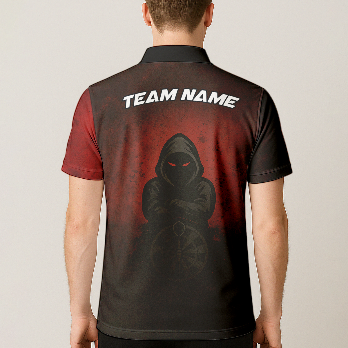 Personalized Dark Hooded Red Eyes Dart Polo Shirt Red Black additional image 5