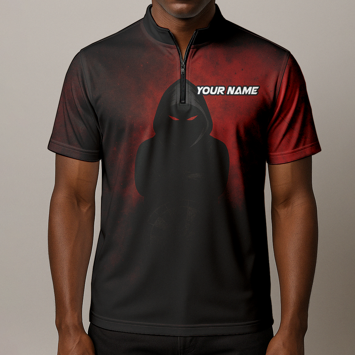 Personalized Dark Hooded Red Eyes Dart Polo Shirt Red Black additional image 8