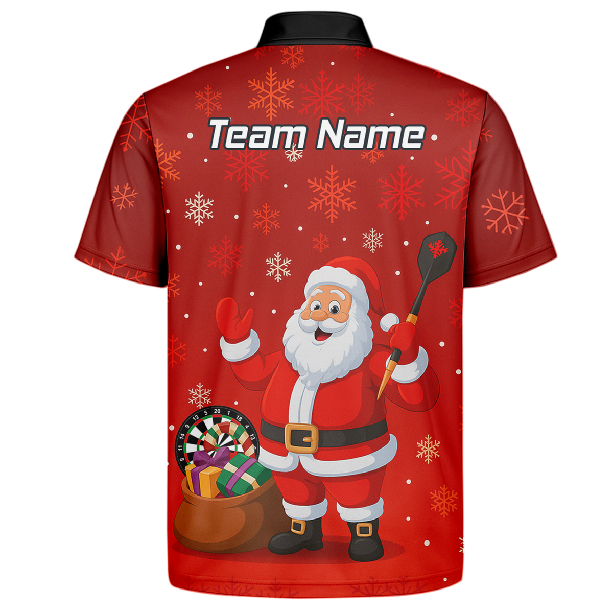 Personalised Santa Claus Christmas Darts Polo Shirt Red Snowflakes For Men X7938 additional image 7