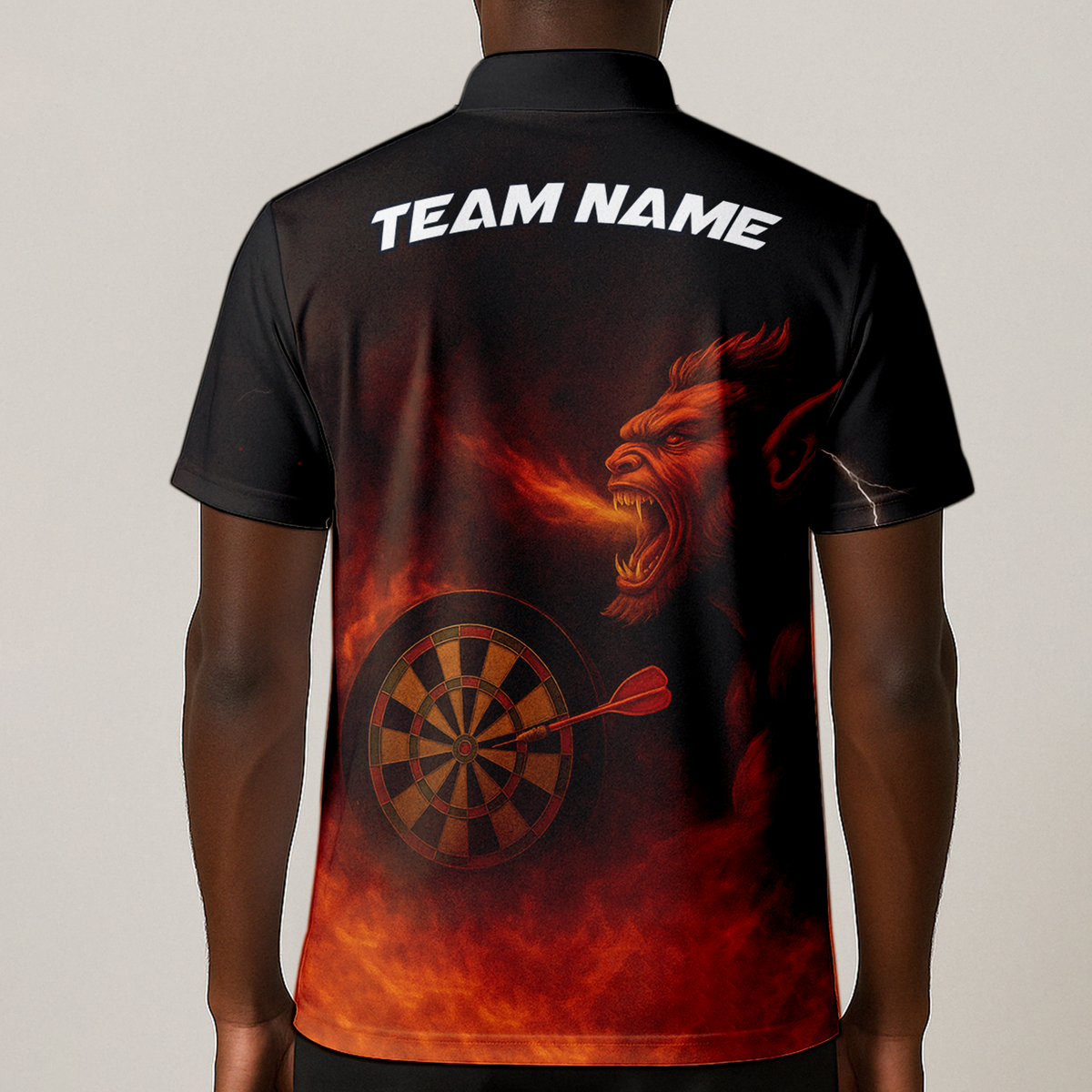 Personalized Fire Breathing Demon Dart Polo Shirt Black Red additional image 1