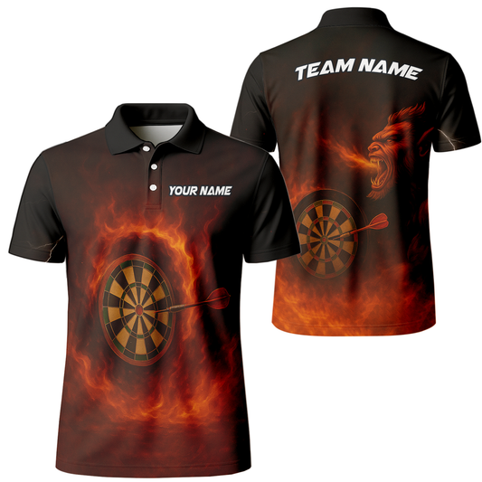 Personalized Fire Breathing Demon Dart Polo Shirt Black Red main image - polo, Pocket No