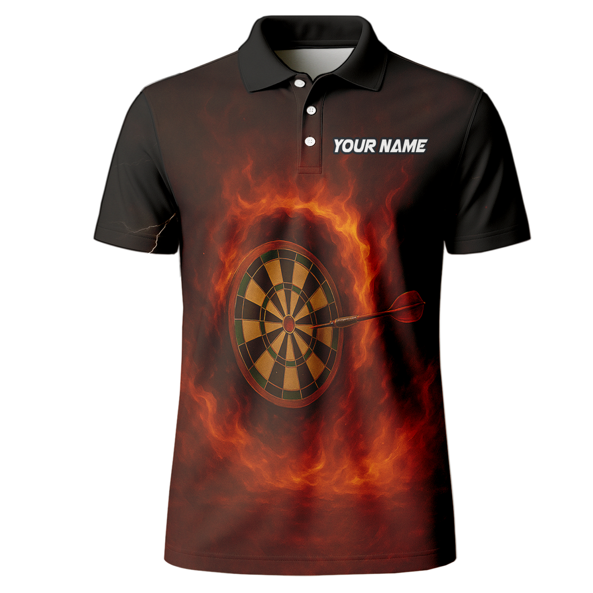 Personalized Fire Breathing Demon Dart Polo Shirt Black Red additional image 2