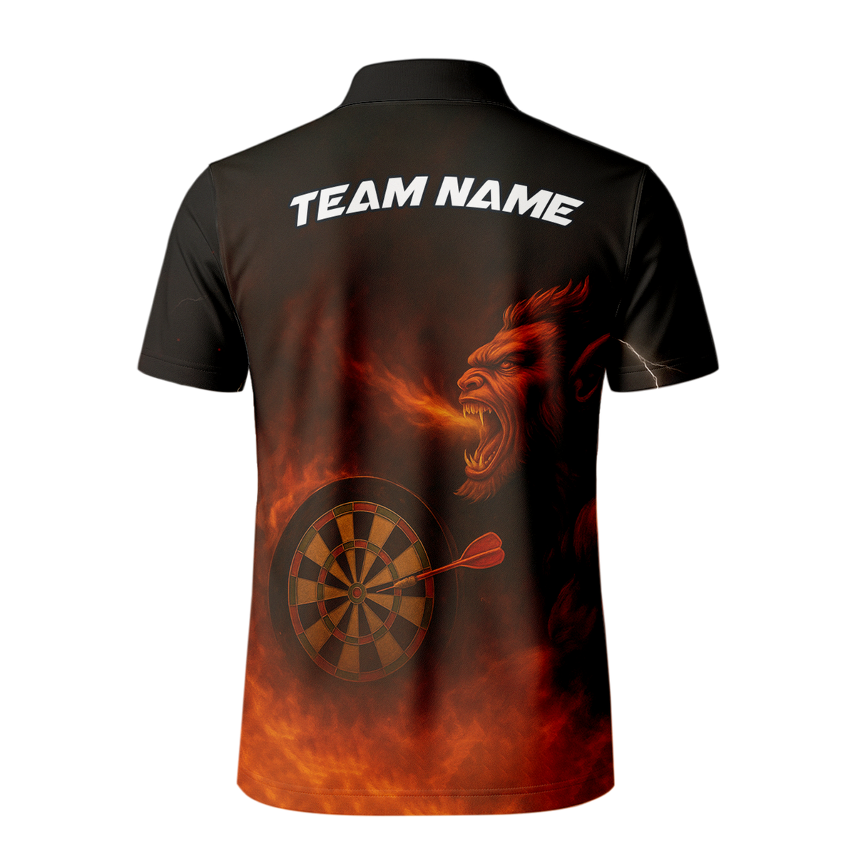 Personalized Fire Breathing Demon Dart Polo Shirt Black Red additional image 3