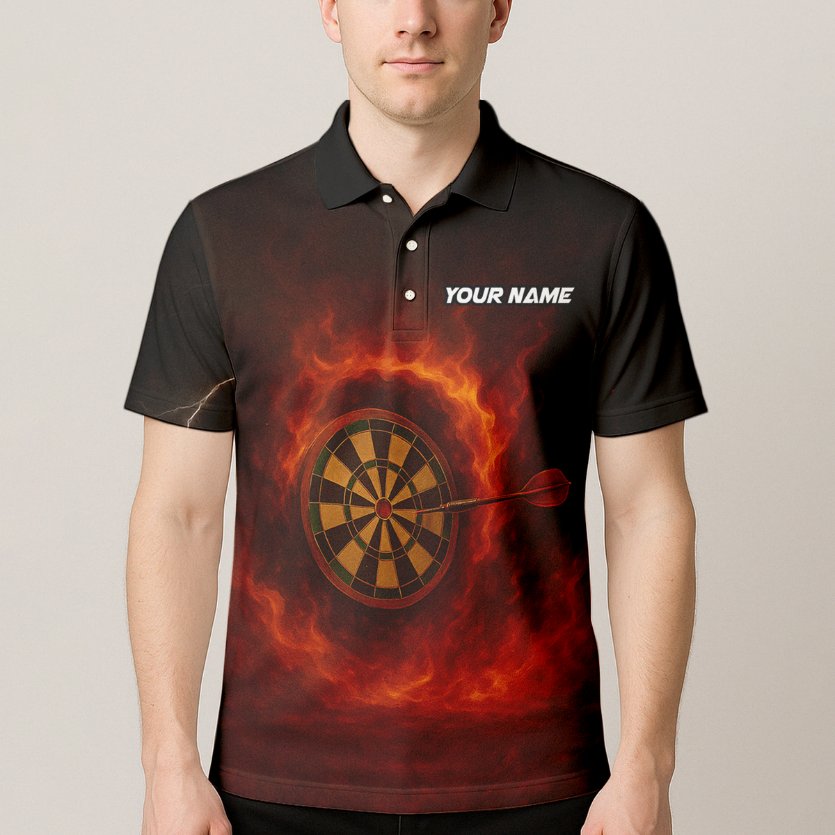 Personalized Fire Breathing Demon Dart Polo Shirt Black Red additional image 4