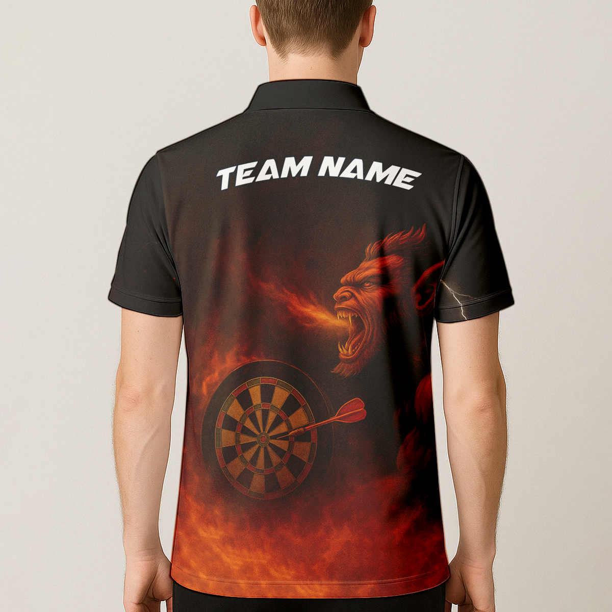 Personalized Fire Breathing Demon Dart Polo Shirt Black Red additional image 5