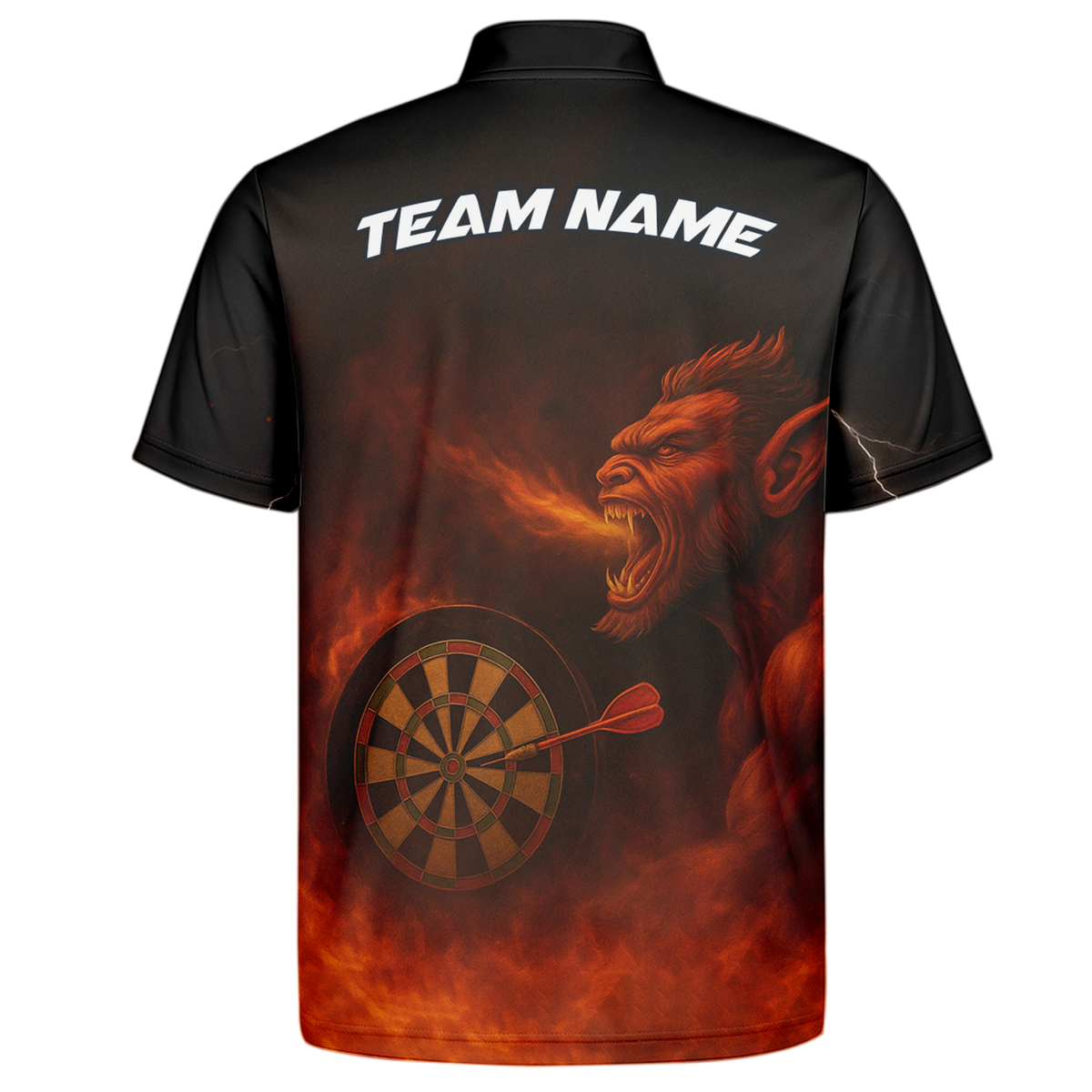 Personalized Fire Breathing Demon Dart Polo Shirt Black Red additional image 7