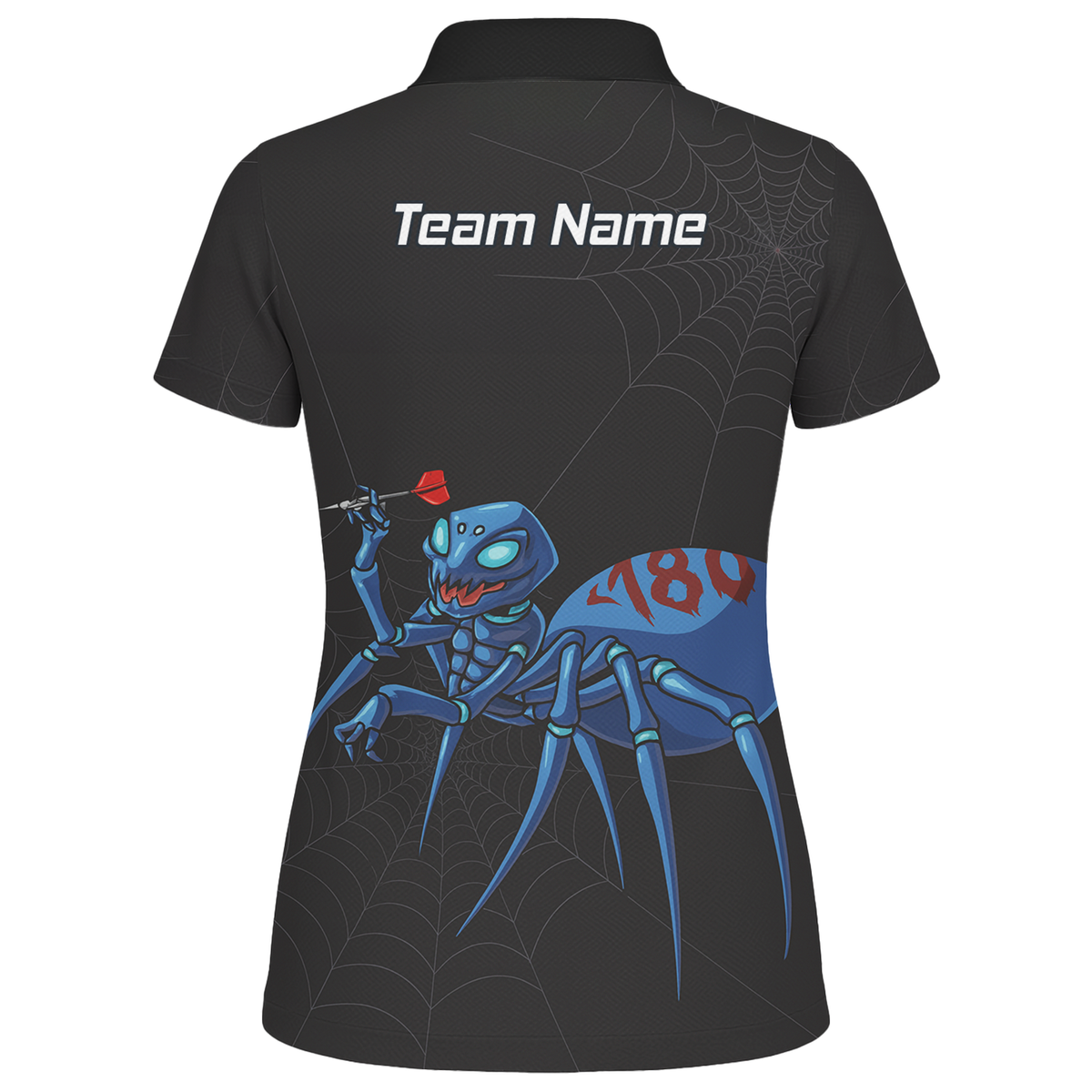 Personalised Blue Spider 180 Darts Polo Shirt Black For Men U3736 additional image 2