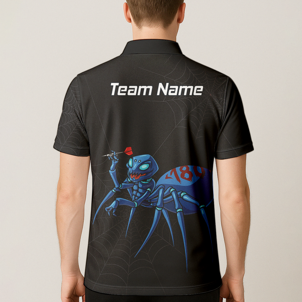 Personalised Blue Spider 180 Darts Polo Shirt Black For Men U3736 additional image 5