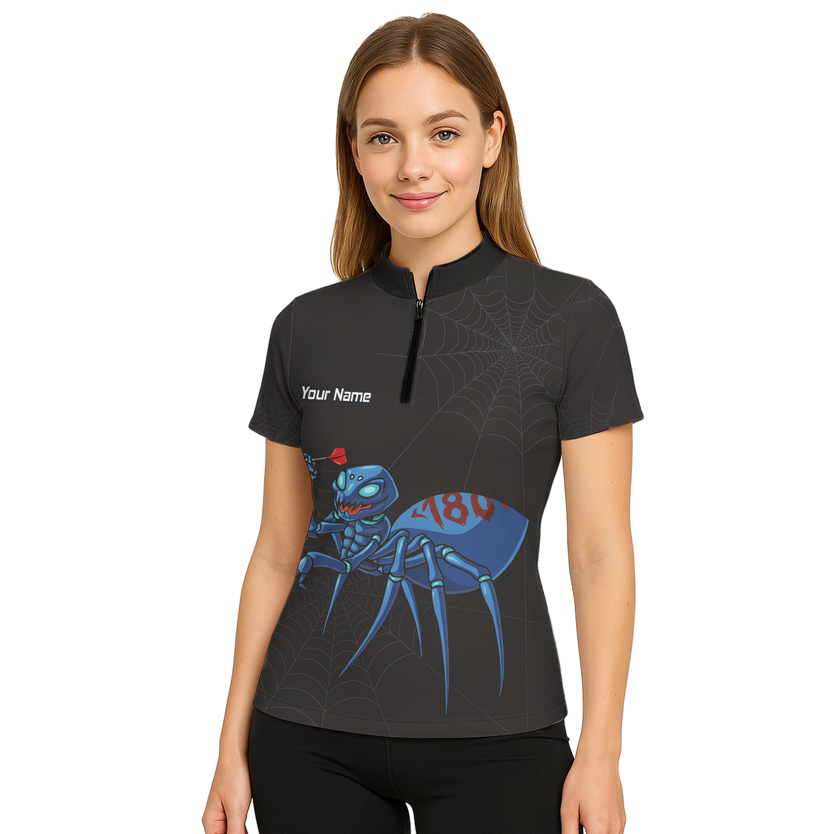 Personalised Blue Spider 180 Darts Polo Shirt Black For Men U3736 additional image 5