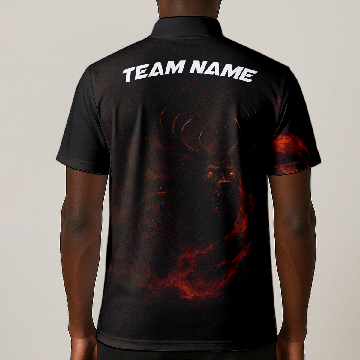 Custom Black Fiery Stag Darts Polo Shirt additional image 1