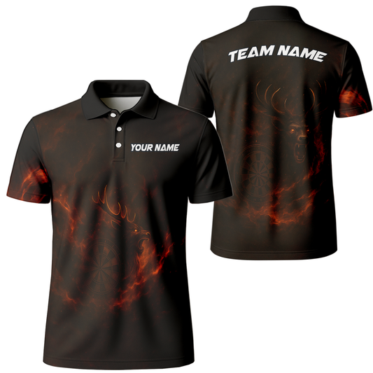 Custom Black Fiery Stag Darts Polo Shirt main image - polo, Pocket No