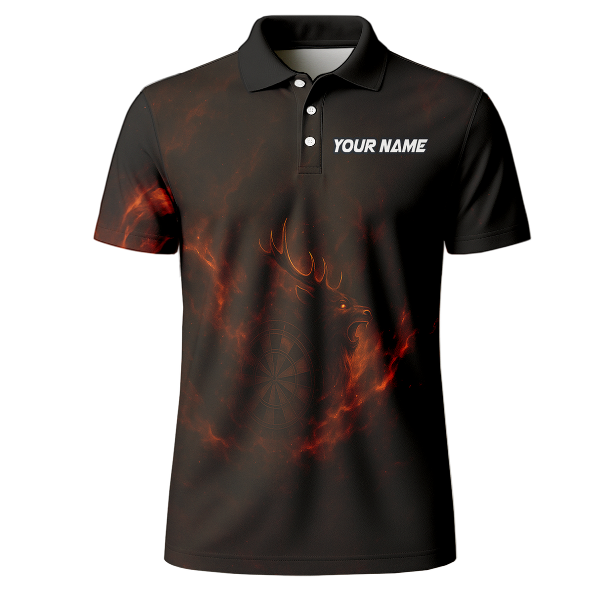 Custom Black Fiery Stag Darts Polo Shirt additional image 2
