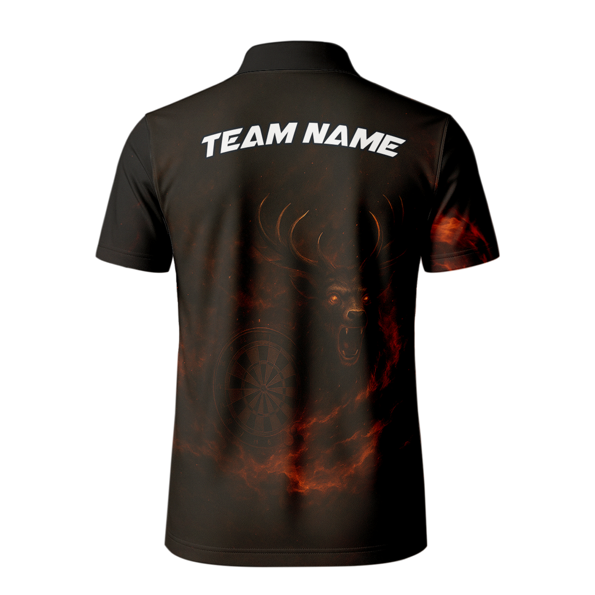 Custom Black Fiery Stag Darts Polo Shirt additional image 3