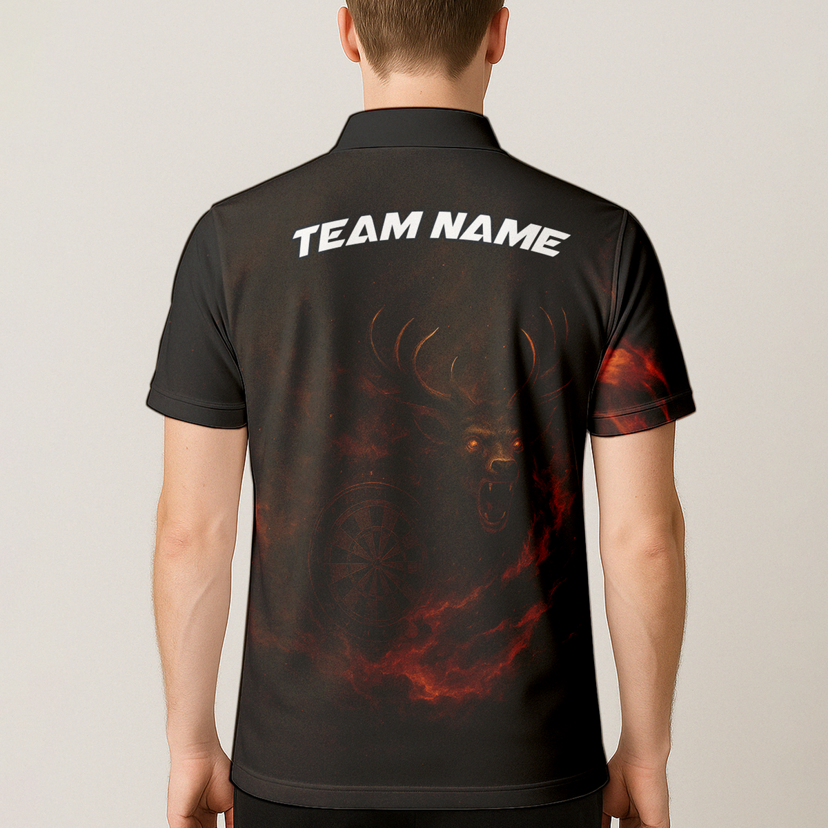 Custom Black Fiery Stag Darts Polo Shirt additional image 5