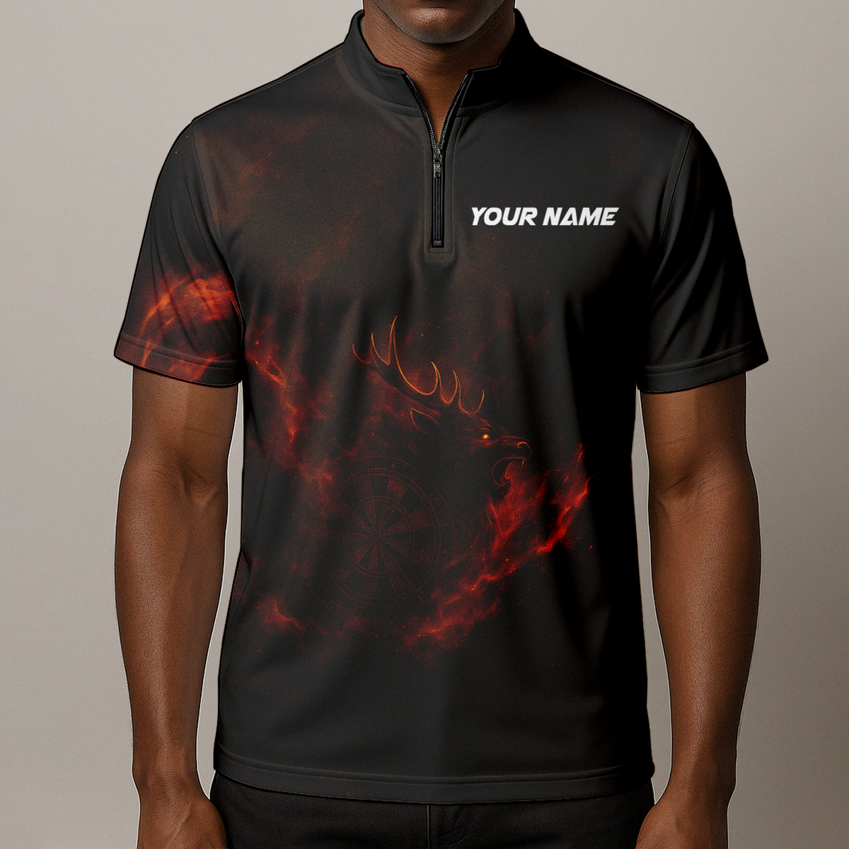 Custom Black Fiery Stag Darts Polo Shirt additional image 8