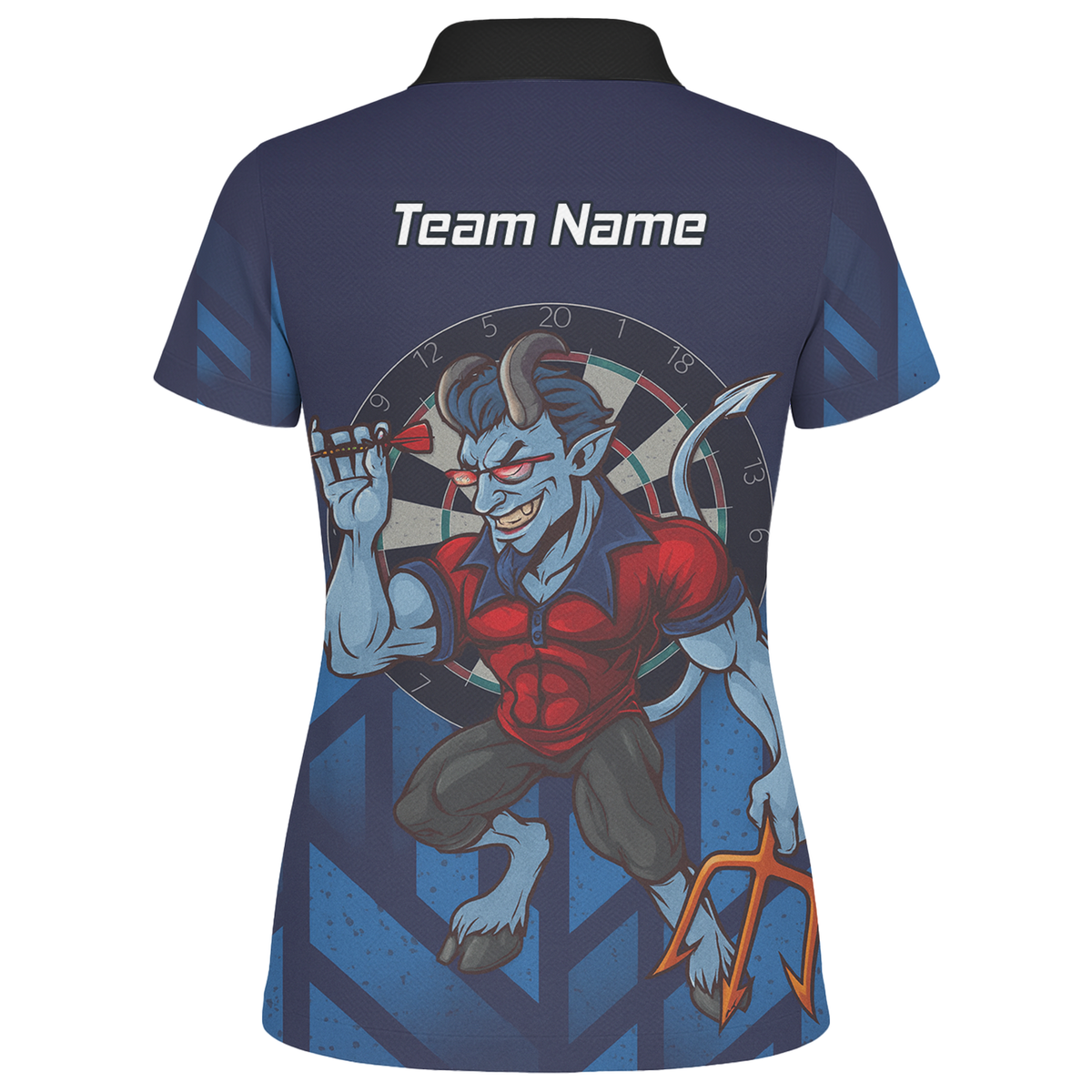Personalised Mischievous Blue Devil Darts Polo Shirt Navy Red For Men S4696 additional image 2