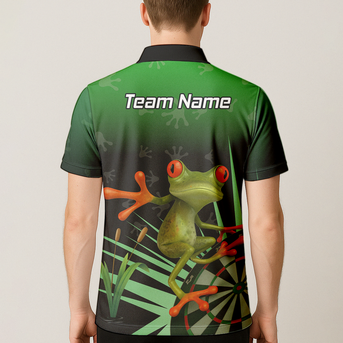 Personalised Red-Eyed Tree Frog Dart Polo Shirt Green Black For Men I4840 additional image 5