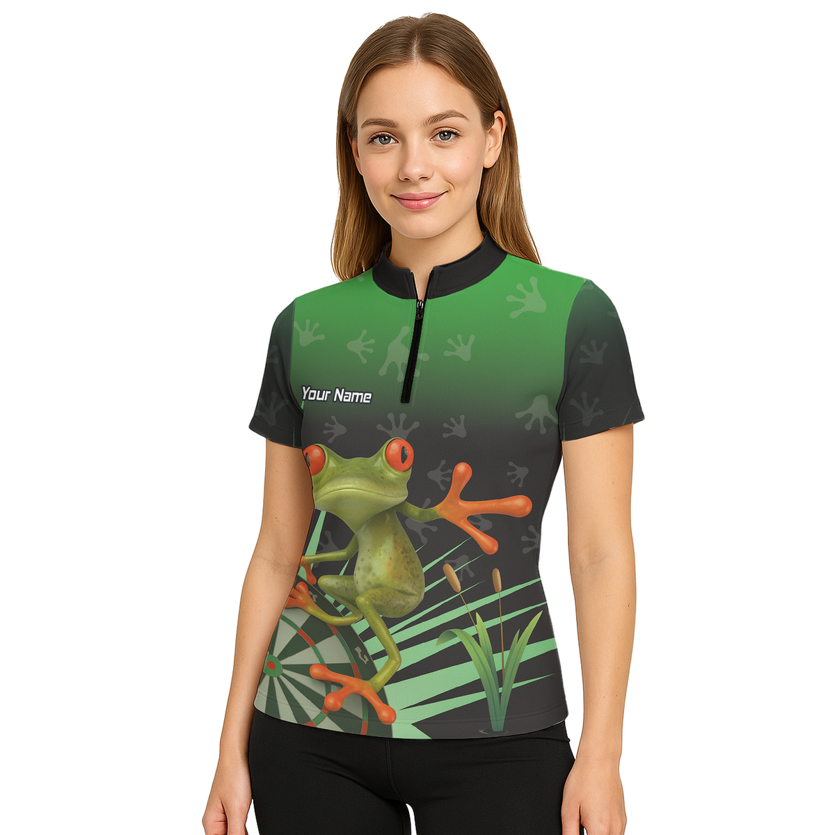 Personalised Red-Eyed Tree Frog Dart Polo Shirt Green Black For Men I4840 additional image 5