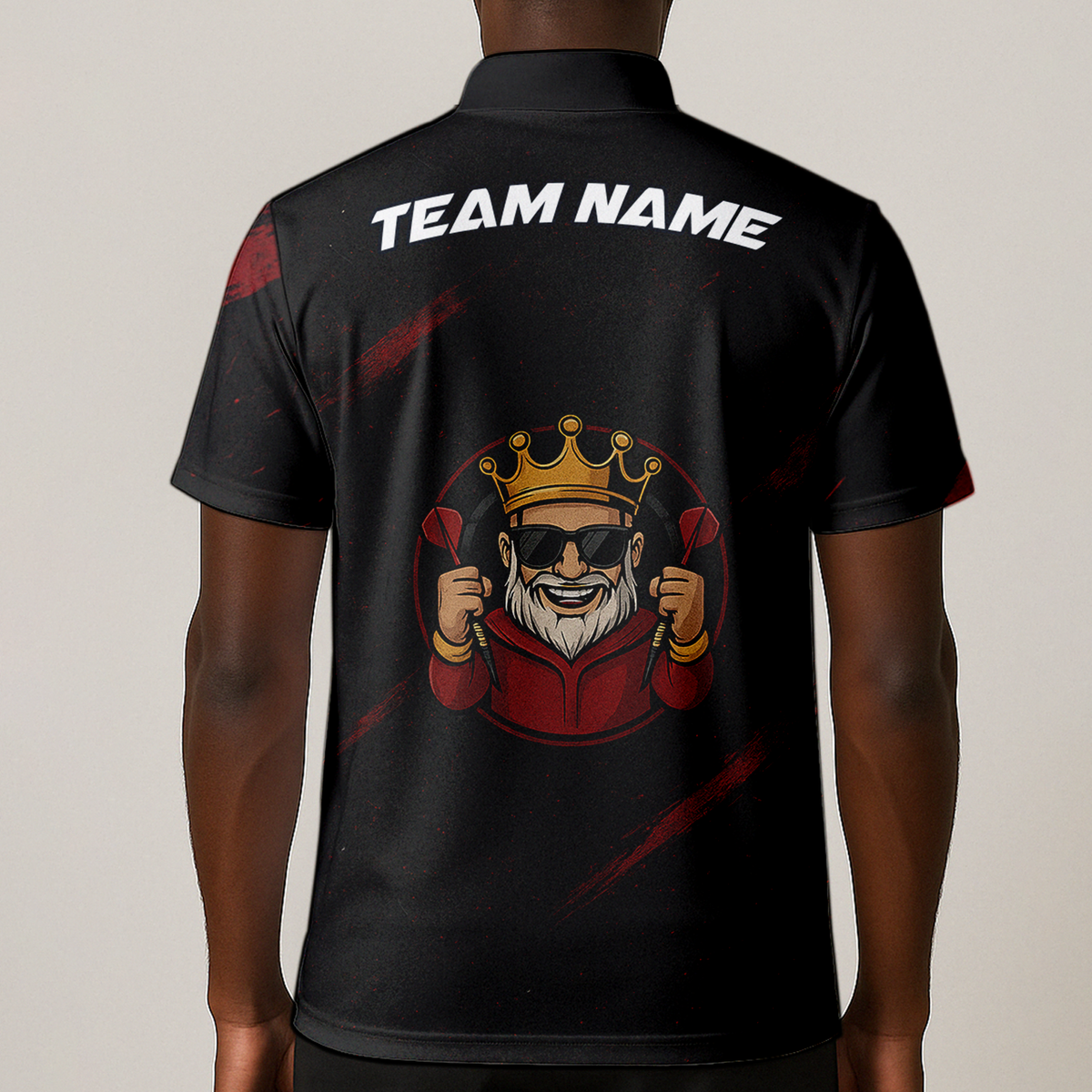 Personalized King Crown Dart Polo Shirt Black Red Grunge additional image 1