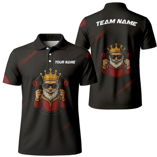 Personalized King Crown Dart Polo Shirt Black Red Grunge main image - polo, Pocket No