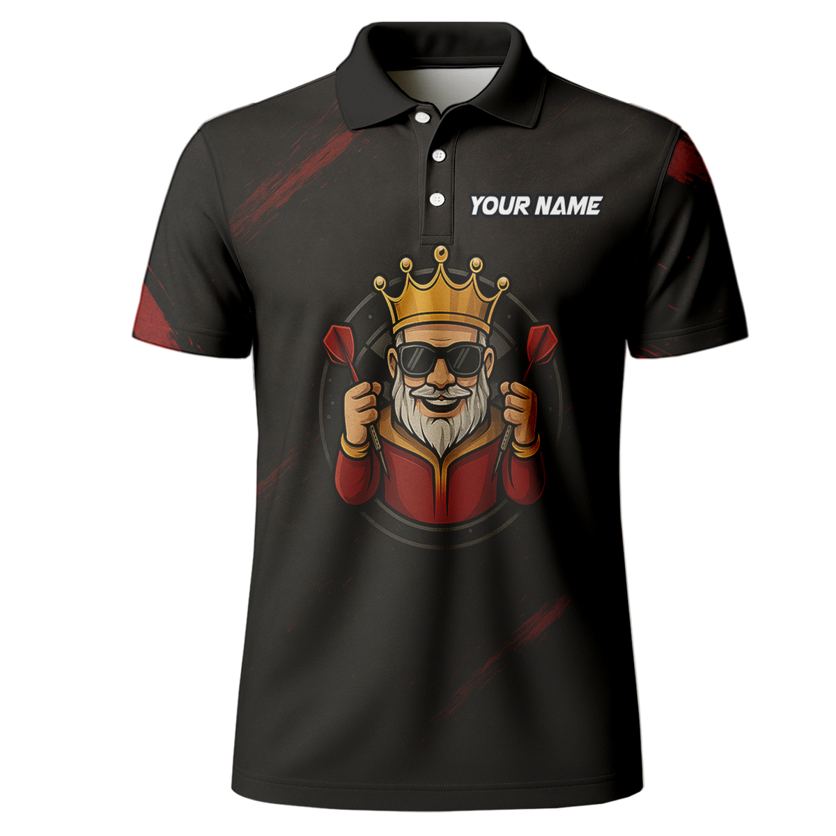 Personalized King Crown Dart Polo Shirt Black Red Grunge additional image 2