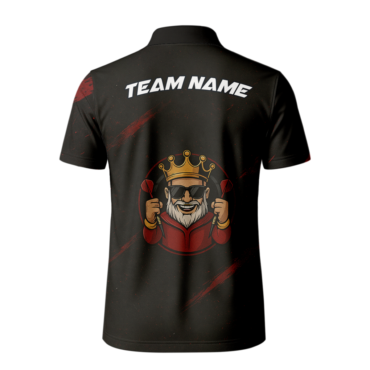 Personalized King Crown Dart Polo Shirt Black Red Grunge additional image 3