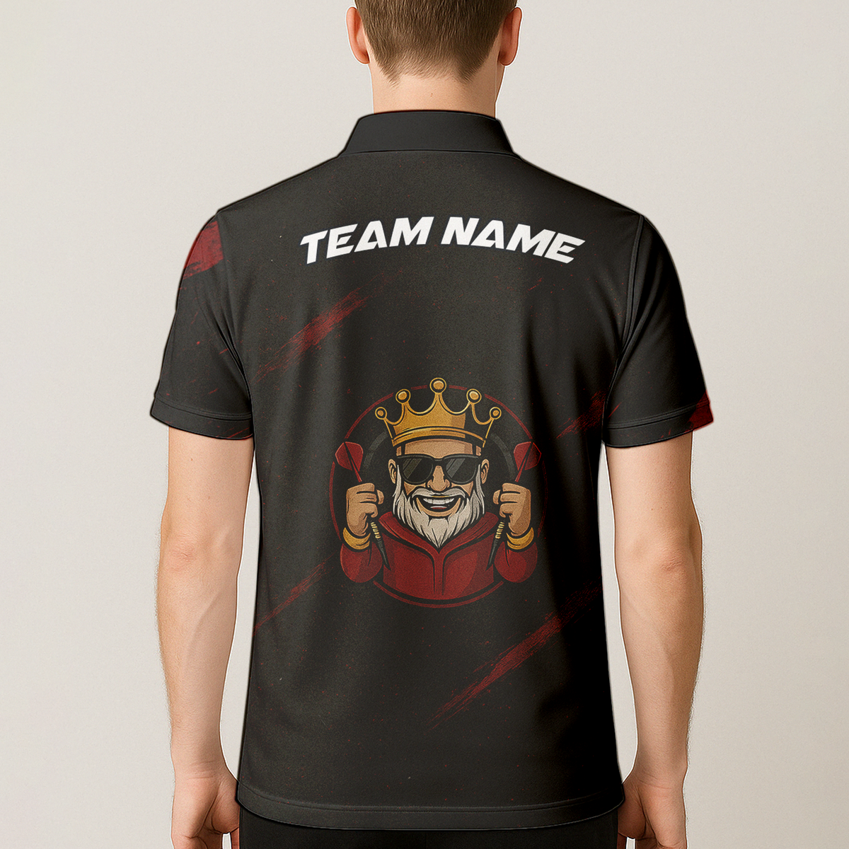 Personalized King Crown Dart Polo Shirt Black Red Grunge additional image 5