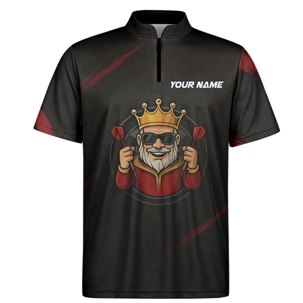 Personalized King Crown Dart Polo Shirt Black Red Grunge additional image 6