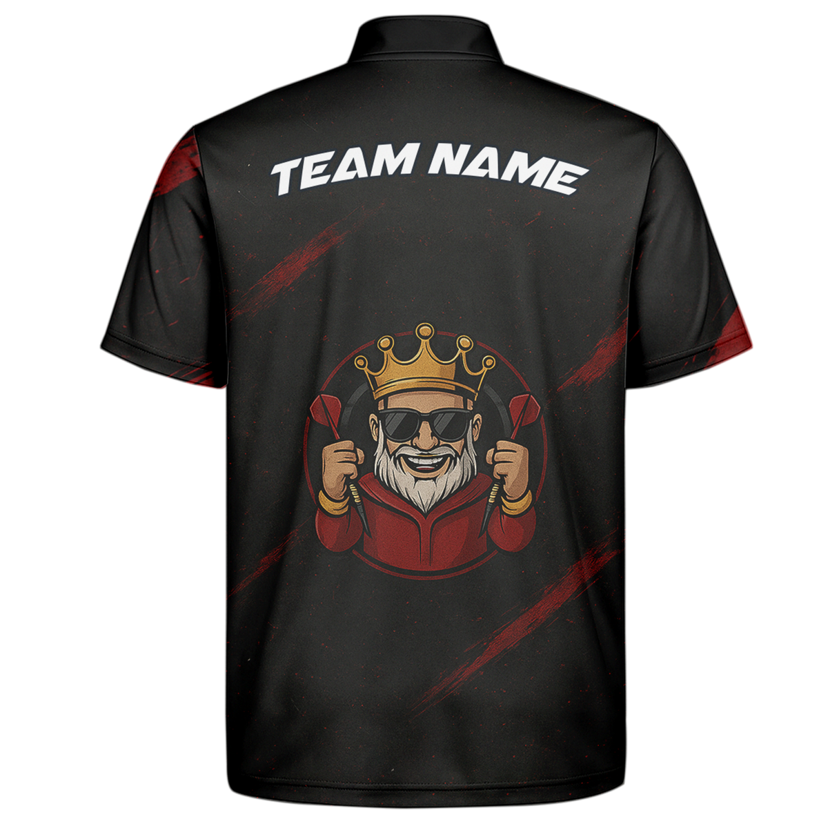 Personalized King Crown Dart Polo Shirt Black Red Grunge additional image 7