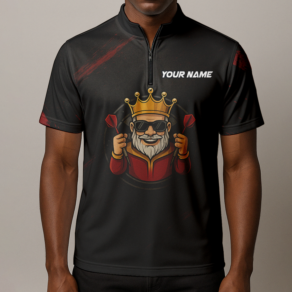 Personalized King Crown Dart Polo Shirt Black Red Grunge additional image 8