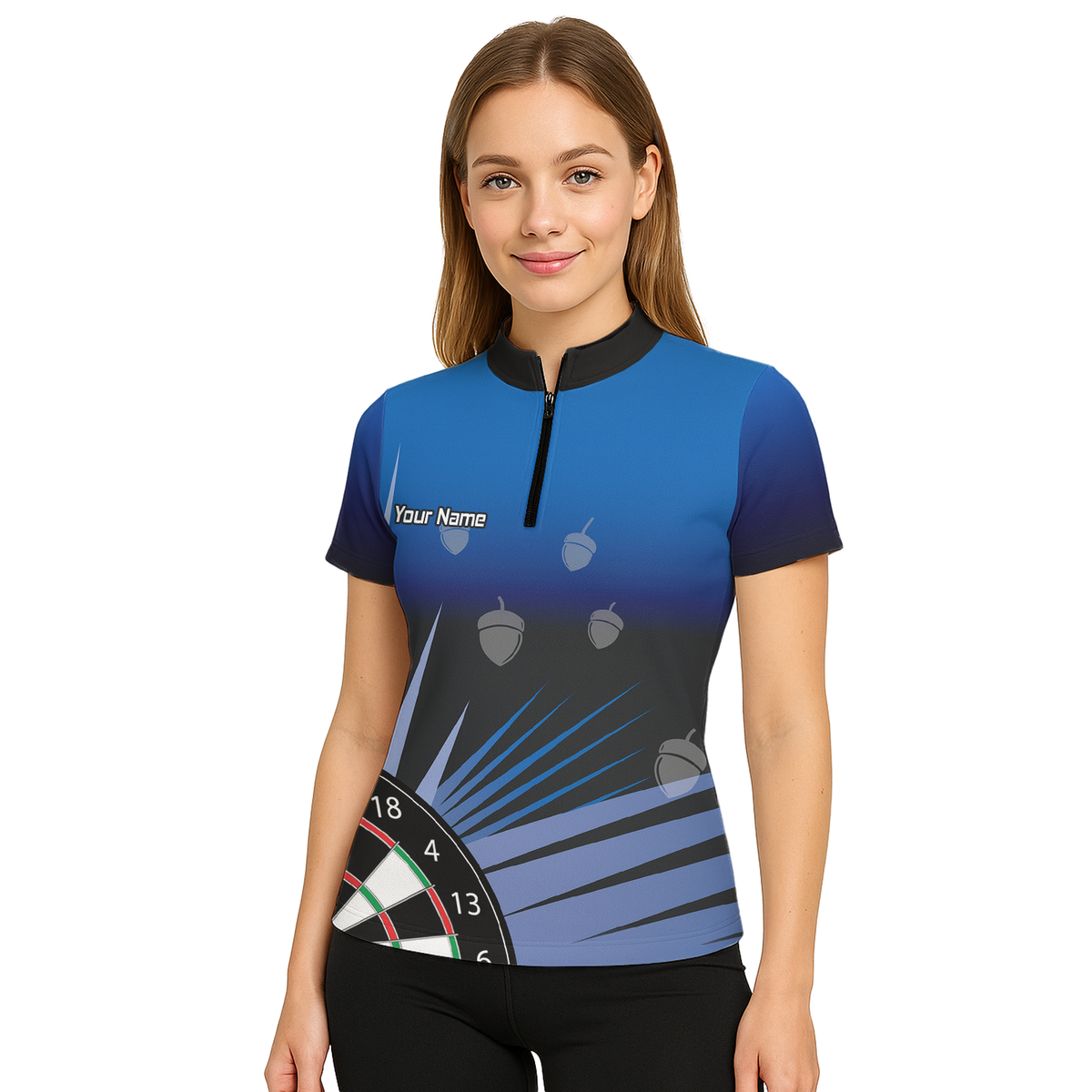 Personalised Blue Black Acorn Dartboard Darts Polo Shirt For Men P4674 additional image 5