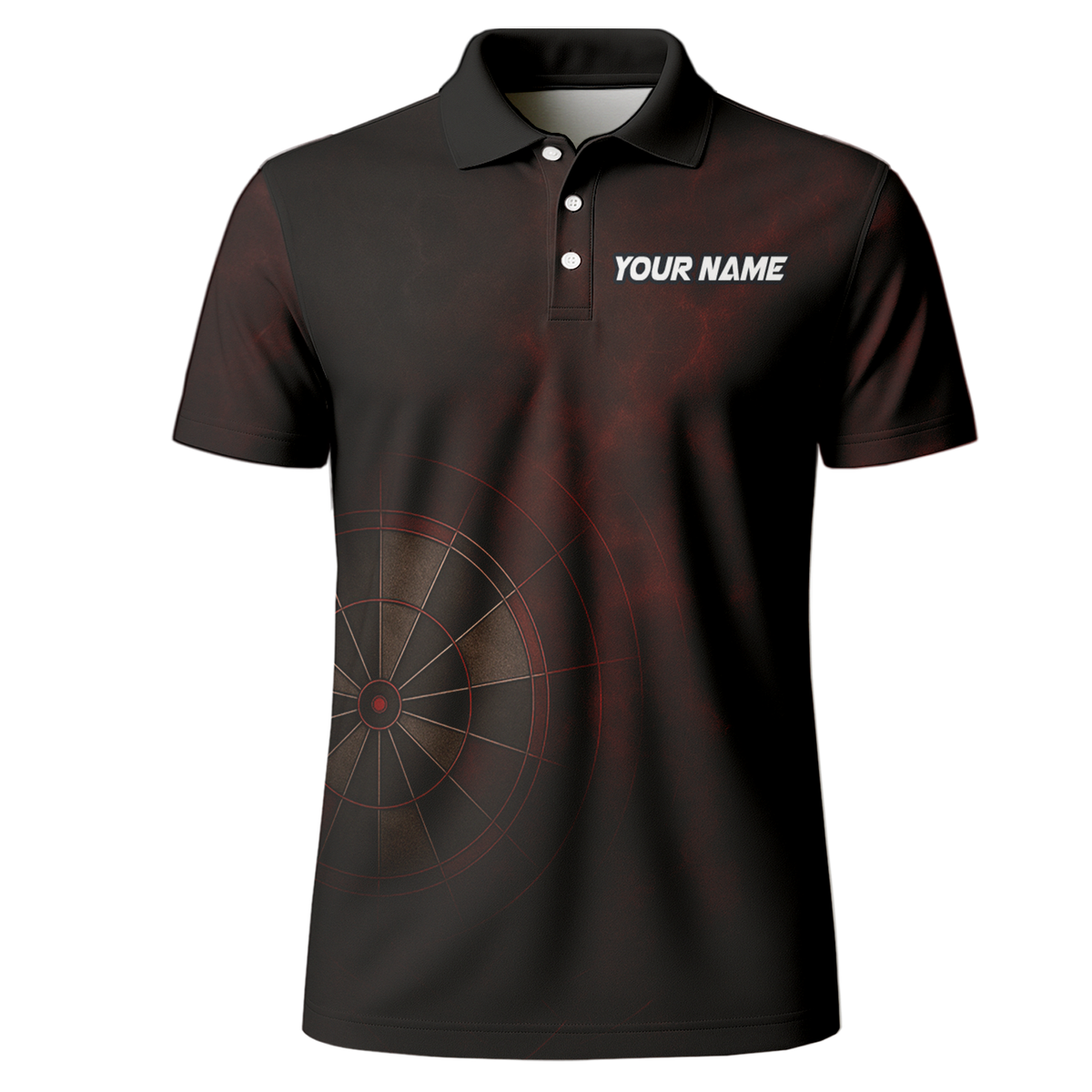 Personalized Mens Dart Jersey Red Black Spider Grunge Dartboard Polo Shirt Custom Name Team additional image 2