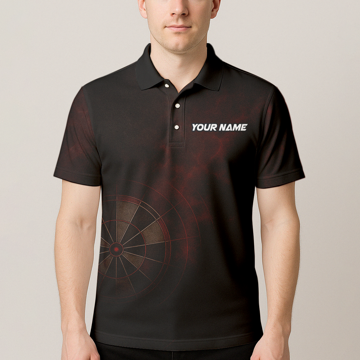 Personalized Mens Dart Jersey Red Black Spider Grunge Dartboard Polo Shirt Custom Name Team additional image 4