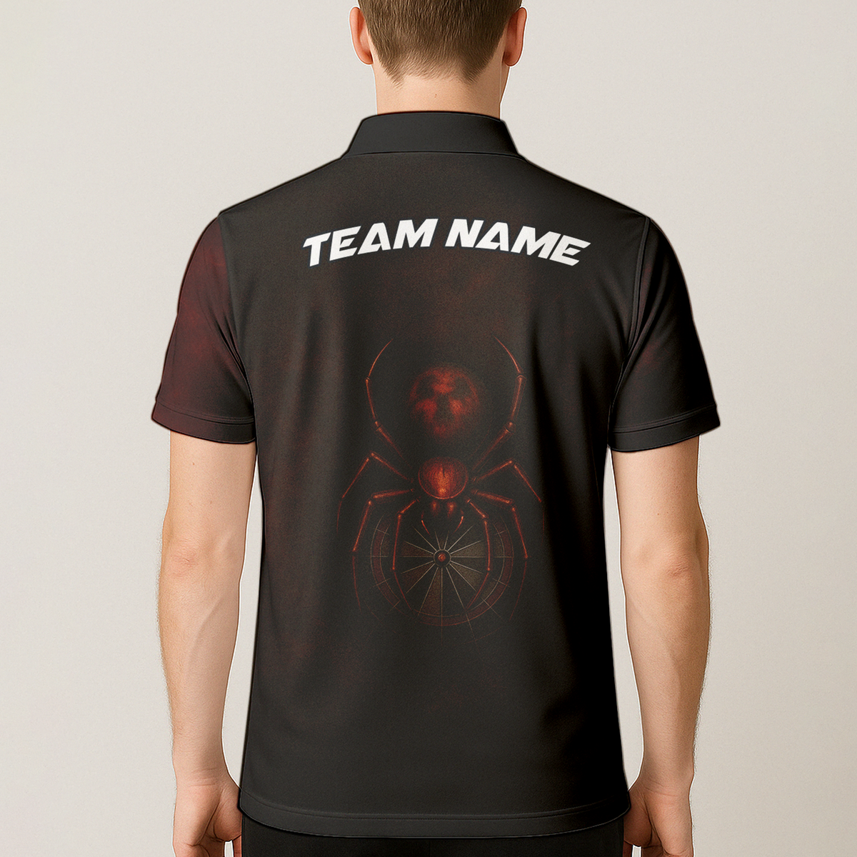 Personalized Mens Dart Jersey Red Black Spider Grunge Dartboard Polo Shirt Custom Name Team additional image 5