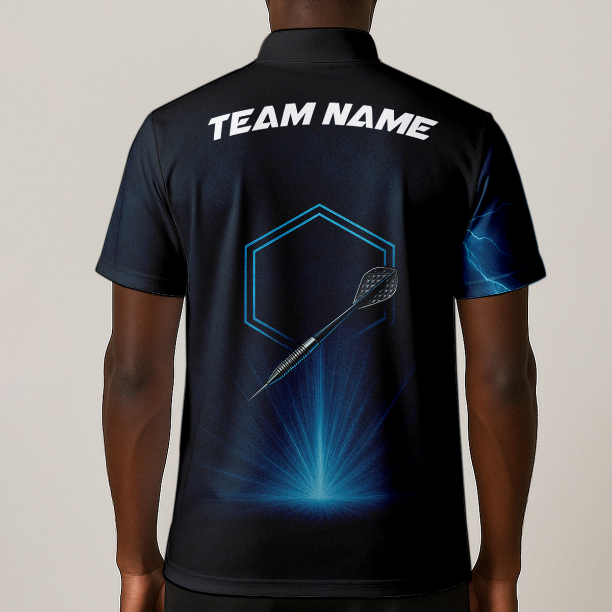 Personalized Lightning Storm Dart Polo Shirt Black Blue additional image 1