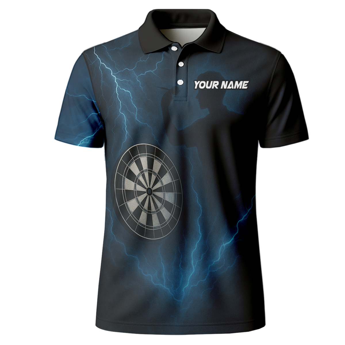 Personalized Lightning Storm Dart Polo Shirt Black Blue additional image 2