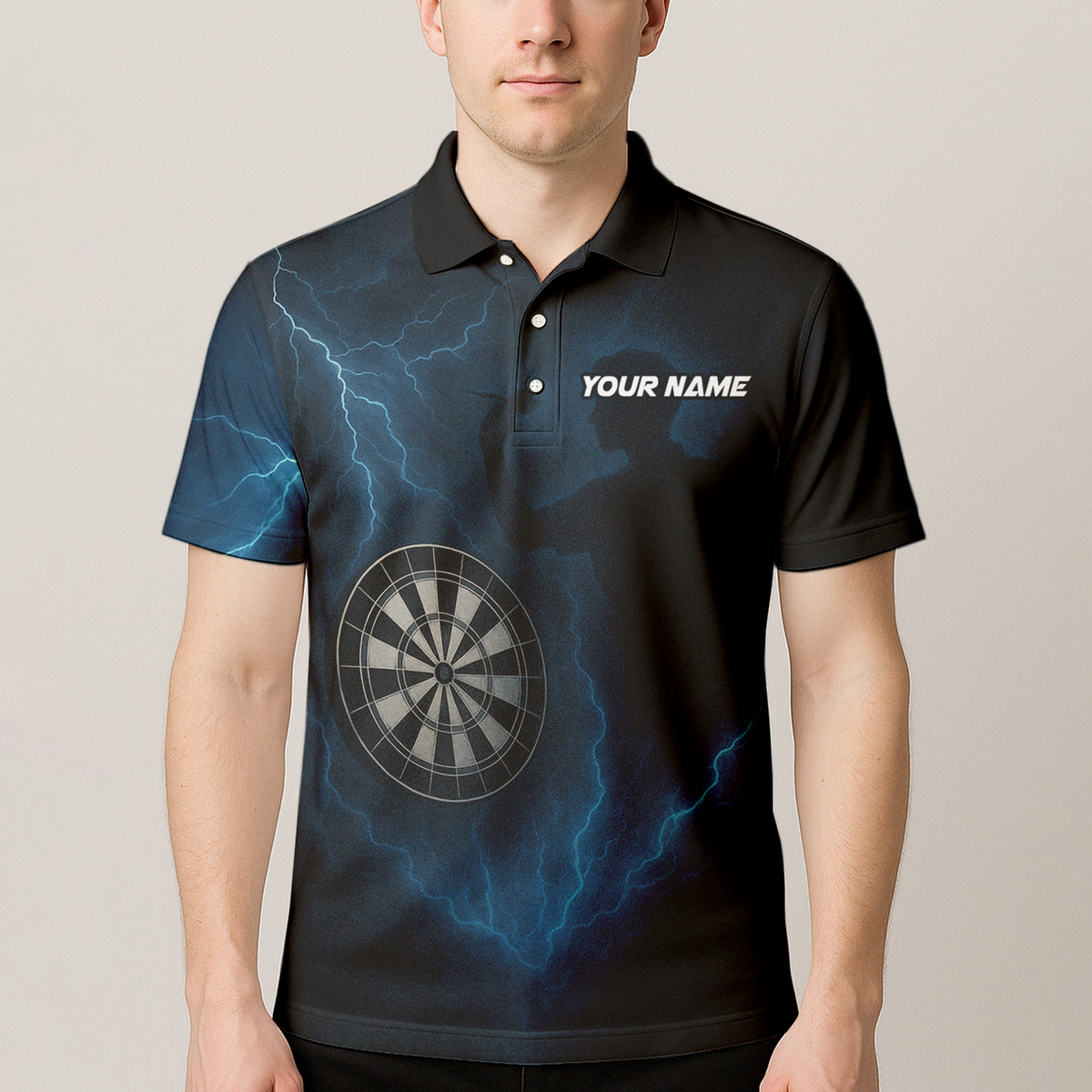 Personalized Lightning Storm Dart Polo Shirt Black Blue additional image 4