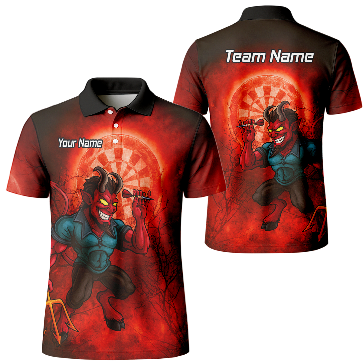 Personalised Fiery Devil Dart Jersey Red Black For Men G0994 main image - polo No