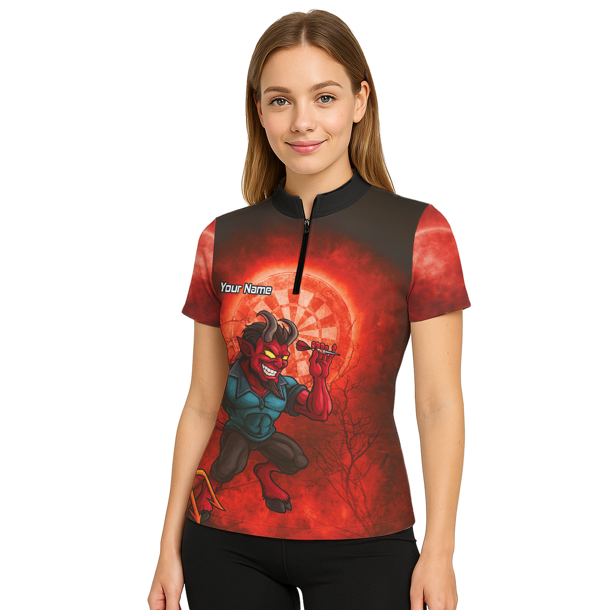 Personalised Fiery Devil Dart Jersey Red Black For Men G0994 additional image 5