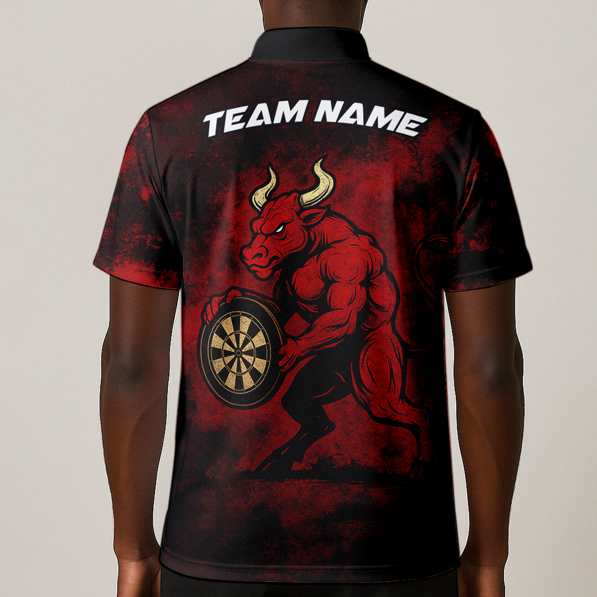 Personalized Red Bull Grunge Dart Polo Shirt Custom Name Team Red Black additional image 1