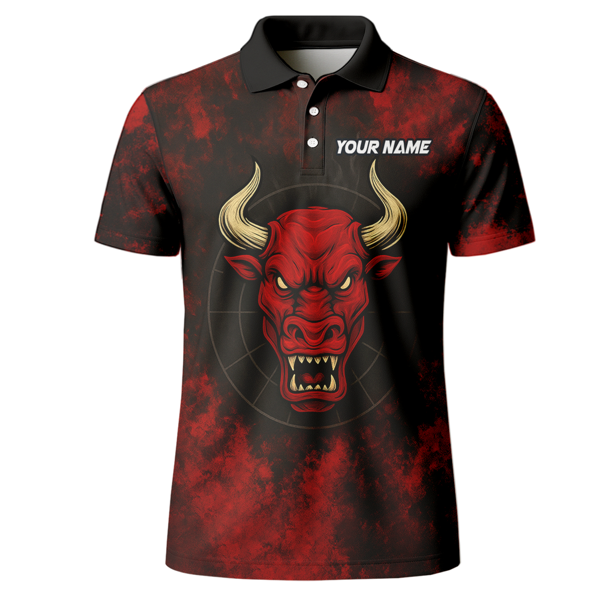 Personalized Red Bull Grunge Dart Polo Shirt Custom Name Team Red Black additional image 2