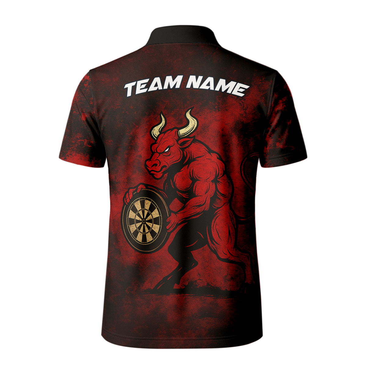 Personalized Red Bull Grunge Dart Polo Shirt Custom Name Team Red Black additional image 3