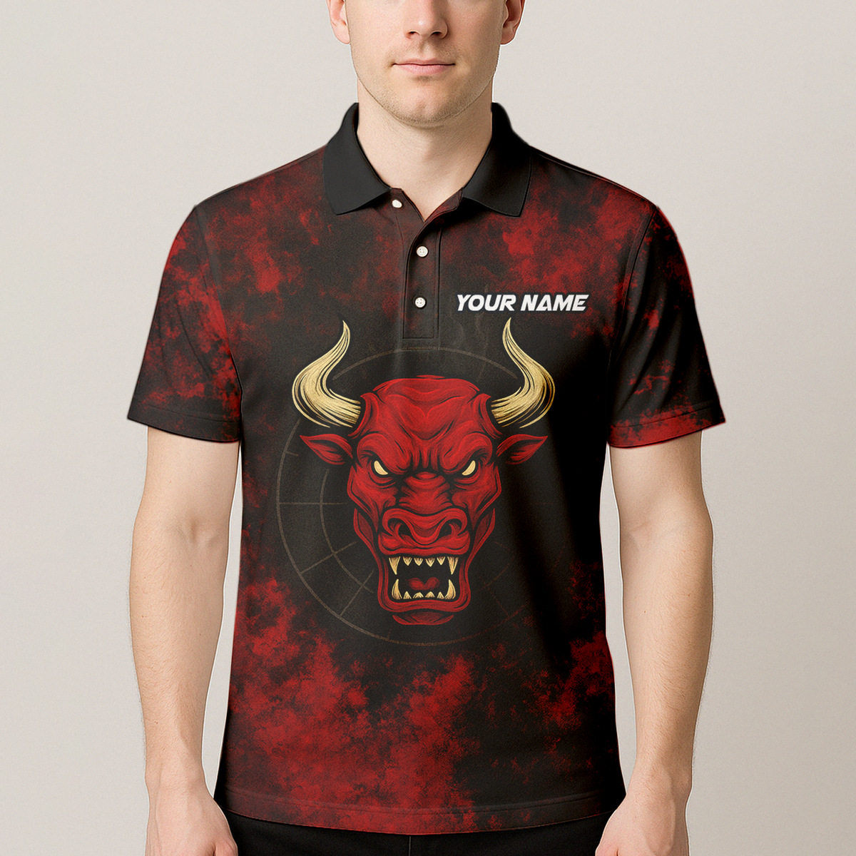 Personalized Red Bull Grunge Dart Polo Shirt Custom Name Team Red Black additional image 4