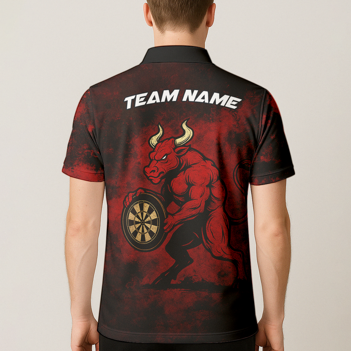 Personalized Red Bull Grunge Dart Polo Shirt Custom Name Team Red Black additional image 5