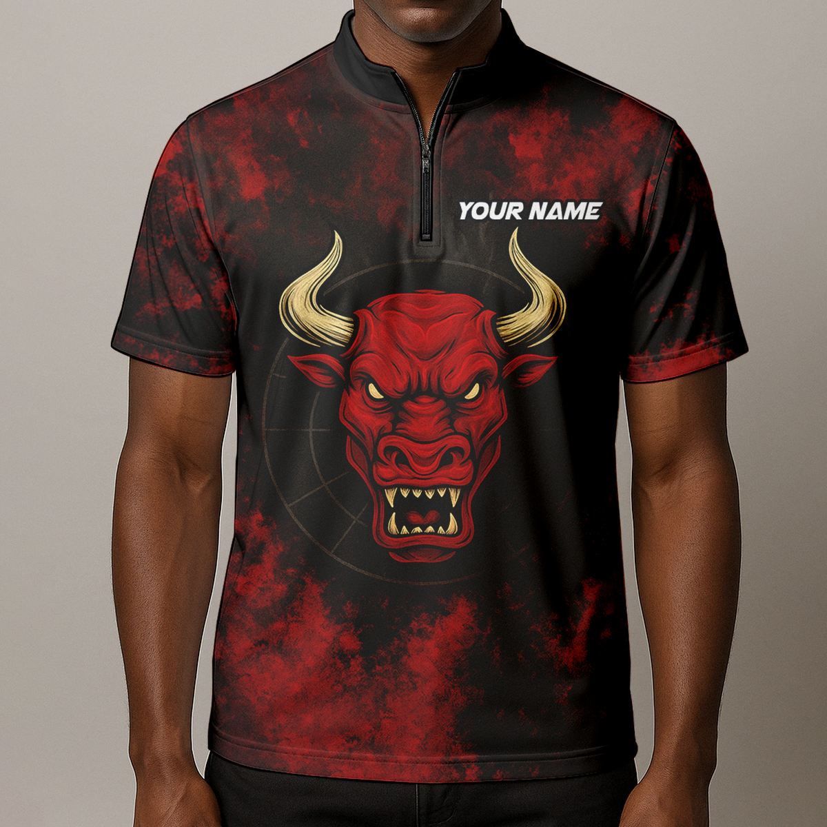 Personalized Red Bull Grunge Dart Polo Shirt Custom Name Team Red Black additional image 8