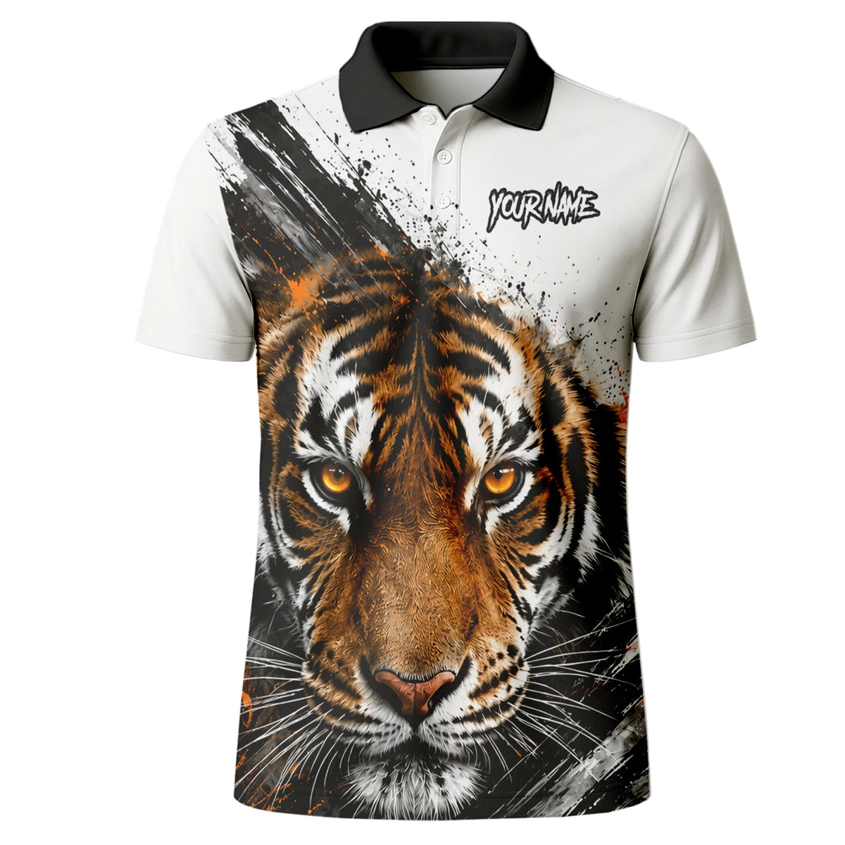 Personalised White Black Orange Tiger Darts Shirt For Men N832